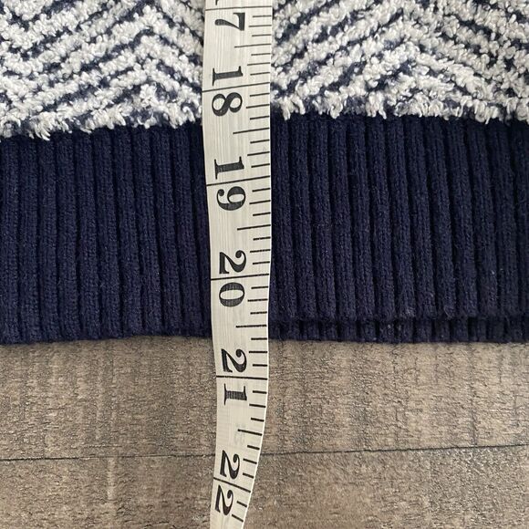 Anthropologie Saturday Sunday Fuzzy Pullover XXS Navy Blue White Chevron - Picture 13 of 15